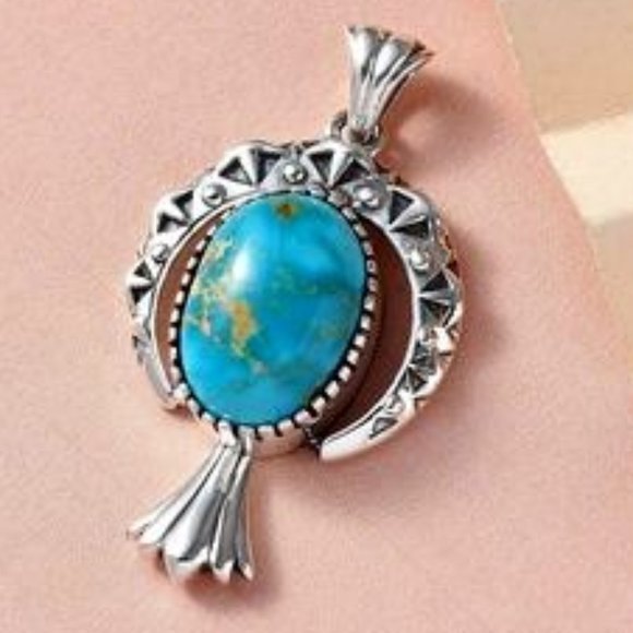 South Hill Turquoise Pendant in Sterling Silver on 18" Sterling Silver Chain NWT - Picture 4 of 8